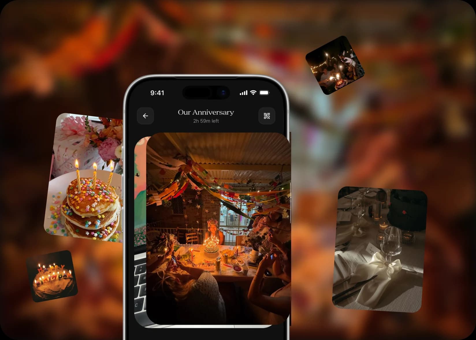 A shared Momento birthday album with photos from guests