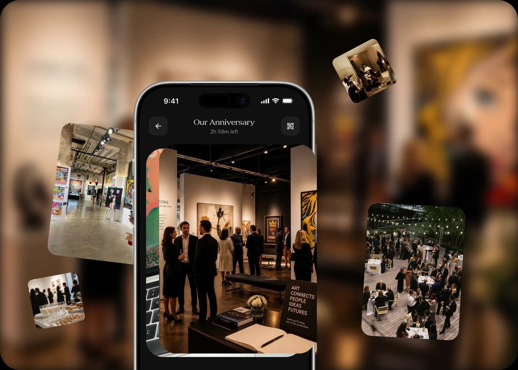 A shared Momento event album with photos from guests
