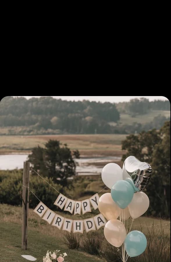 An outdoor party with balloons